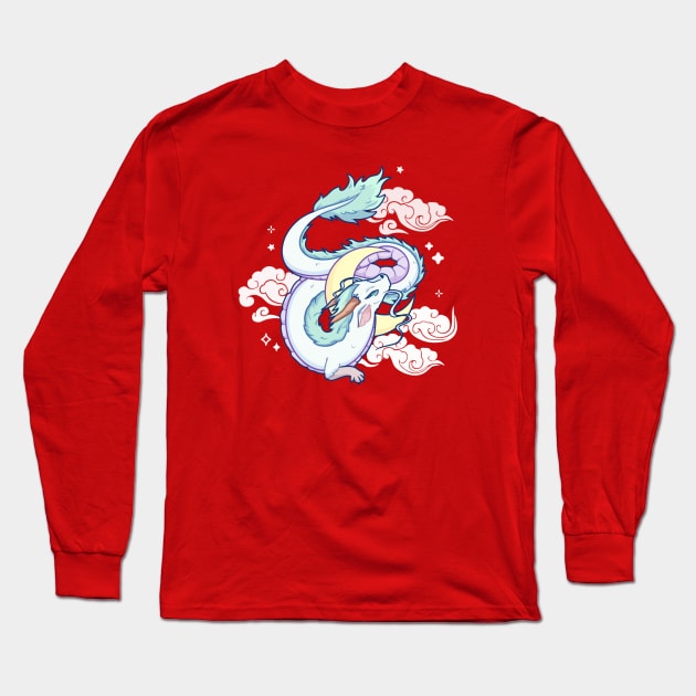 Moon dragon Long Sleeve T-Shirt by veraphina